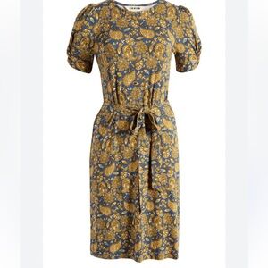 Boden Knot Detail Paisley Print Short Sleeve Jersey Mini Dress Size 10